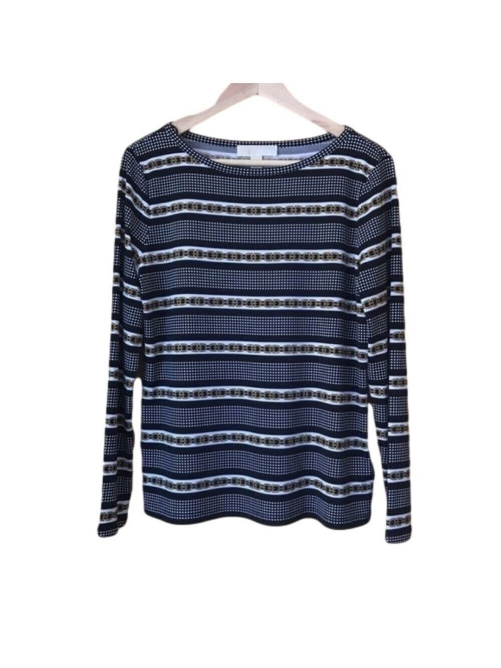 MICHAEL Michael Kors petite striped nautical long sleeve top size LP
